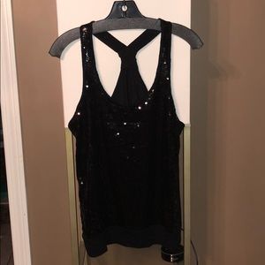 Black sequins razor back tank